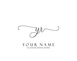 Initial YR beauty monogram and elegant logo design, handwriting logo of initial signature, wedding, fashion, floral and botanical with creative template. vector