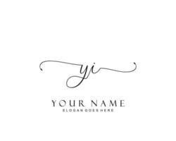 Initial YI beauty monogram and elegant logo design, handwriting logo of initial signature, wedding, fashion, floral and botanical with creative template. vector
