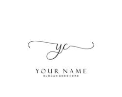 Initial YC beauty monogram and elegant logo design, handwriting logo of initial signature, wedding, fashion, floral and botanical with creative template. vector