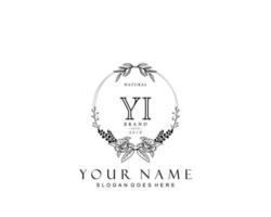 Initial YI beauty monogram and elegant logo design, handwriting logo of initial signature, wedding, fashion, floral and botanical with creative template. vector