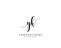 Initial YK beauty monogram and elegant logo design, handwriting logo of initial signature, wedding, fashion, floral and botanical with creative template. vector