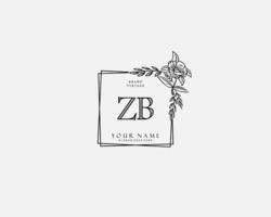 monograma de belleza zb inicial y diseño de logotipo elegante, logotipo de escritura a mano de firma inicial, boda, moda, floral y botánica con plantilla creativa. vector