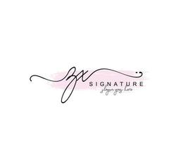 Initial ZX beauty monogram and elegant logo design, handwriting logo of initial signature, wedding, fashion, floral and botanical with creative template. vector