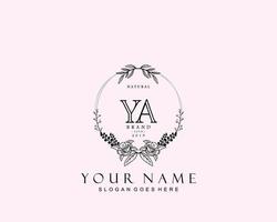 Initial YA beauty monogram and elegant logo design, handwriting logo of initial signature, wedding, fashion, floral and botanical with creative template. vector