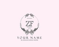 Initial ZF beauty monogram and elegant logo design, handwriting logo of initial signature, wedding, fashion, floral and botanical with creative template. vector