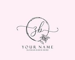 monograma de belleza zb inicial y diseño de logotipo elegante, logotipo de escritura a mano de firma inicial, boda, moda, floral y botánica con plantilla creativa. vector
