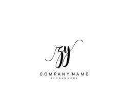 Initial ZY beauty monogram and elegant logo design, handwriting logo of initial signature, wedding, fashion, floral and botanical with creative template. vector