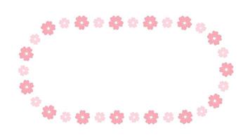 Cherry Blossom Simple Minimal Frames. Long Oval Floral Border. vector