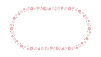 Cherry Blossom Simple Minimal Frames. Long Oval Floral Border. vector