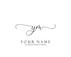 Initial YM beauty monogram and elegant logo design, handwriting logo of initial signature, wedding, fashion, floral and botanical with creative template. vector