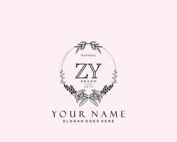 Initial Z beauty monogram and elegant logo design, handwriting logo of initial signature, wedding, fashion, floral and botanical with creative template. vector