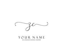 Initial ZC beauty monogram and elegant logo design, handwriting logo of initial signature, wedding, fashion, floral and botanical with creative template. vector