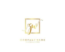 Initial ZW beauty monogram and elegant logo design, handwriting logo of initial signature, wedding, fashion, floral and botanical with creative template. vector