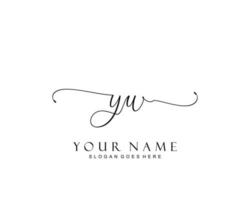 Initial YW beauty monogram and elegant logo design, handwriting logo of initial signature, wedding, fashion, floral and botanical with creative template. vector