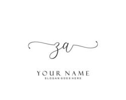 Initial ZA beauty monogram and elegant logo design, handwriting logo of initial signature, wedding, fashion, floral and botanical with creative template. vector