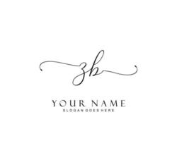 Initial ZB beauty monogram and elegant logo design, handwriting logo of initial signature, wedding, fashion, floral and botanical with creative template. vector