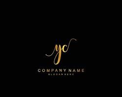 Initial YC beauty monogram and elegant logo design, handwriting logo of initial signature, wedding, fashion, floral and botanical with creative template. vector