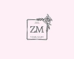 Initial ZM beauty monogram and elegant logo design, handwriting logo of initial signature, wedding, fashion, floral and botanical with creative template. vector