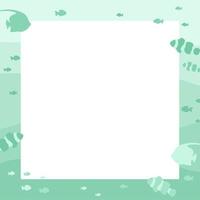 Square fishes underwater scene and nature border. Marine life frame vector design template. Backgrounds with copy space for text for banners, greeting cards, posters