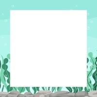 Square seaweed underwater scene and nature border. Marine life frame vector design template. Backgrounds with copy space for text for banners, social media stories