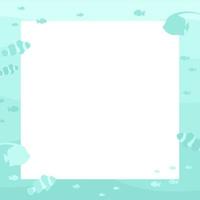 Square fishes underwater scene and nature border. Marine life frame vector design template. Backgrounds with copy space for text for banners, greeting cards, posters