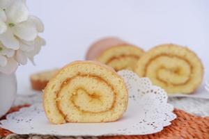 cake with delicious pineapple jam as a background photo