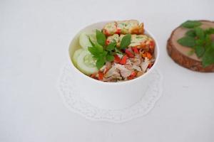 rice with scrambled eggs and vegetables in a cup photo