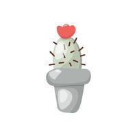 valores vector ilustración de un cactus con un flor, en un gris maceta.