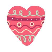 Vector image of a heart with patterns in the style of boho.