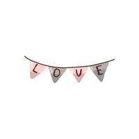 Vector isolated garland of flags, In gray and pink colors, with the inscription love.