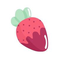 Vector single image of strawberry in chocolate, in hand draw style.