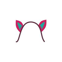 Vector image of headband with pink ears in flat style