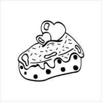 Vector clipart piece of cake in doodle style. For Valentine's Day.