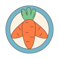 Groovy hippie Happy Easter. Hippie sign made of carrots in trendy retro 60s 70s cartoon style. vector