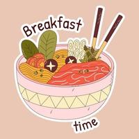 Traditional Japanese food. Asian Shabu-Shabu sticker. Vector illistration