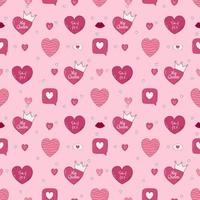 Valentine's Day Hand drawn seamless pattern with hearts vector