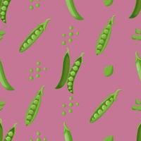 Cute pea seamless pattern. Flat vector illustration