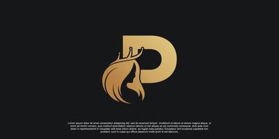 Letter logo P with beauty unique concept Premium Vector