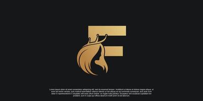 Letter logo F with beauty unique concept Premium Vector