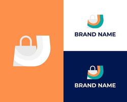 Modern Abstract U Letter Shopping bag logo template vector