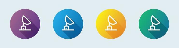 Satellite line icon in flat design style. Signal antenna signs vector illustration.
