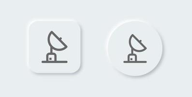 Satellite line icon in neomorphic design style. Signal antenna signs vector illustration.