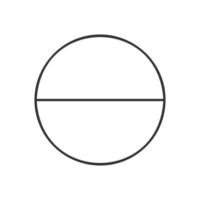 Circle divided in 2 segments. Pie or pizza round shape cut in two equal slices in outline style vector