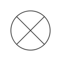 Circle divided in 4 segments isolated on white background. Pie or pizza round shape cut in four equal parts in outline style vector