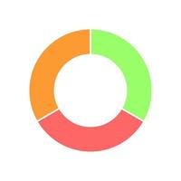 rosquilla cuadro. vistoso circulo diagrama dividido en 3 secciones. infografía rueda icono vector