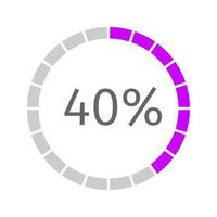 Progress, buffering, waiting or loading icon with 40 percent filled round bar. Infographic element for website or mobile interface vector