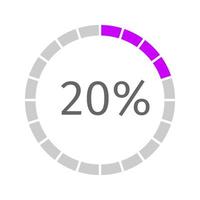 Buffering icon with 20 percent filled round loading bar. Progress, waiting or downloading symbol vector