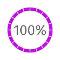 100 percent filled round loading bar. Ready symbol. Progress, waiting, buffering, transfer or downloading icon vector