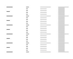 Vertical stadiometer, height chart or meteorological thermometer scales set. Different templates for measuring tools vector