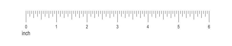 6 inch ruler scale. Horizontal measuring chart with markup and numbers vector